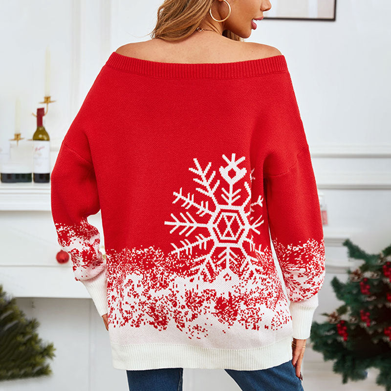 Christmas Snowflake Casual Sweater Women chicpolly
