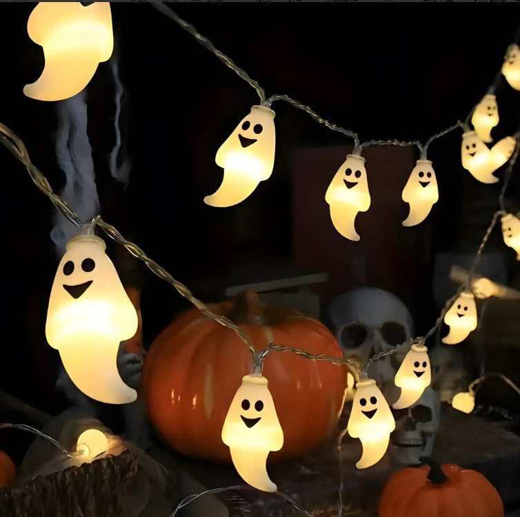 PVC Soft Material Halloween Lighting Chain Pumpkin Ghost Bat Modeling Lamp Indoor And Outdoor Home Decoration chicpolly