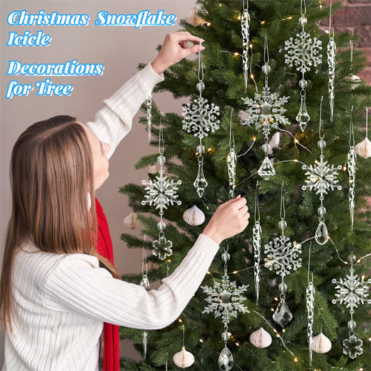 Christmas10Pcs Tree Hanging Pendants Acrylic Ice Ornaments chicpolly