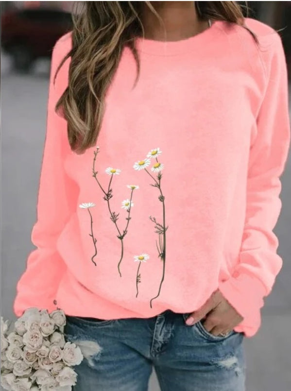 Women's Casual Printed Long-sleeved Women's Sweater Multicolor chicpolly