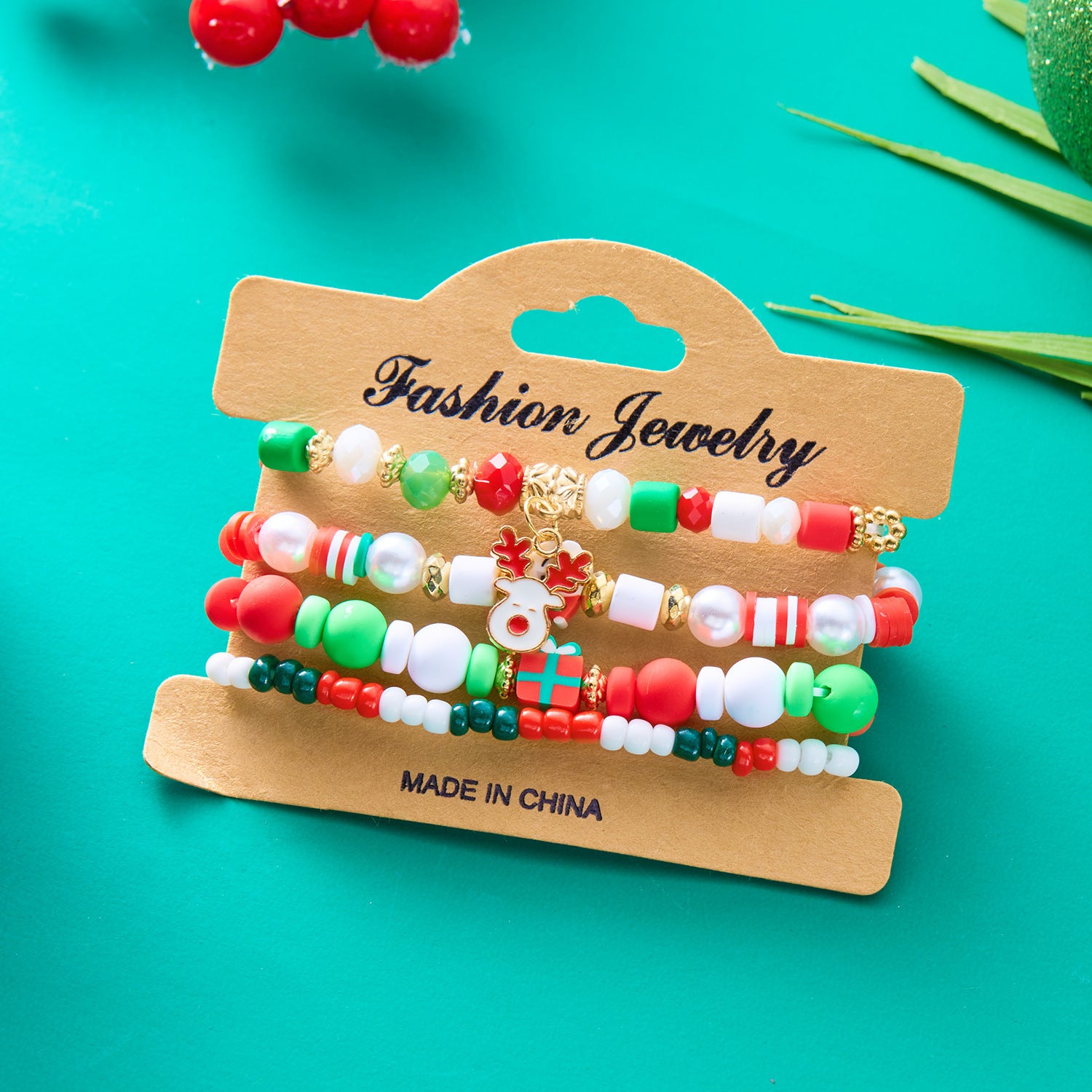 Christmas Snowman Bracelet Handmade Beaded chicpolly