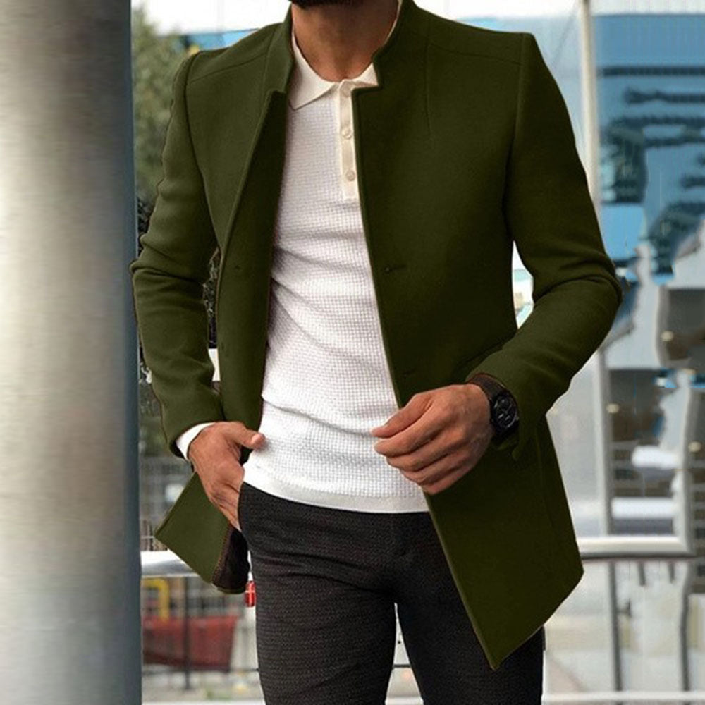 Men's Slim Coat Fashion Single-breasted Solid Color Business Jackets Fall And Winter Tops Outwear Clothing My Store