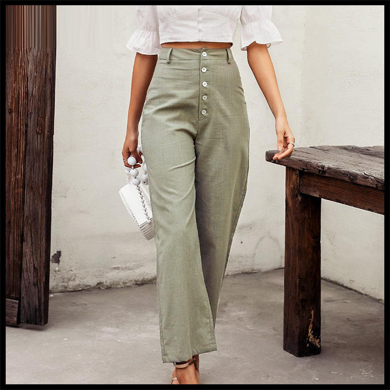 Slim-fit high-rise straight-leg trousers chicpolly