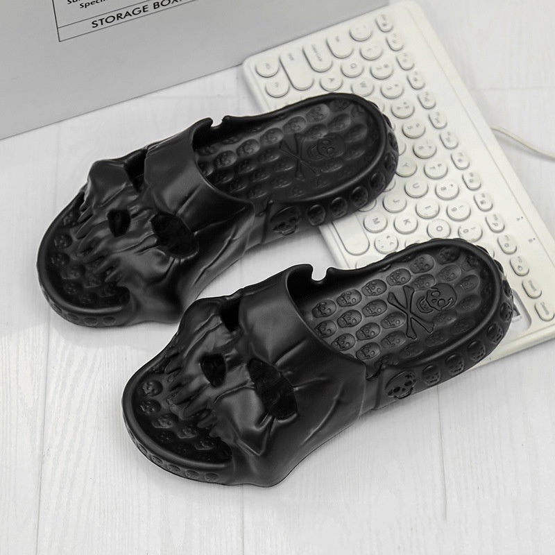 Personalized Skull Design Halloween Slippers Bathroom Indoor Outdoor Funny Slides Beach Shoes chicpolly