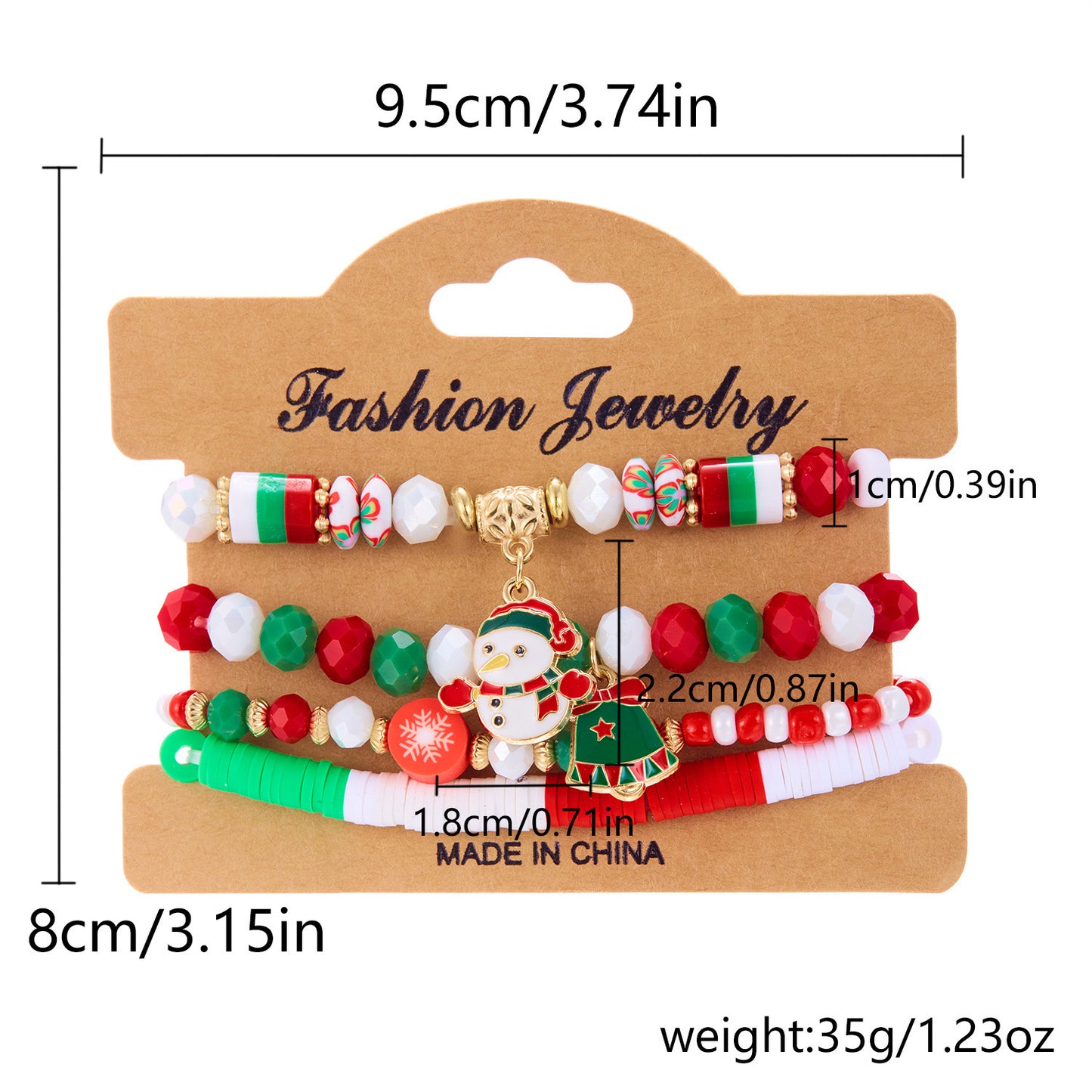 Christmas Snowman Bracelet Handmade Beaded chicpolly