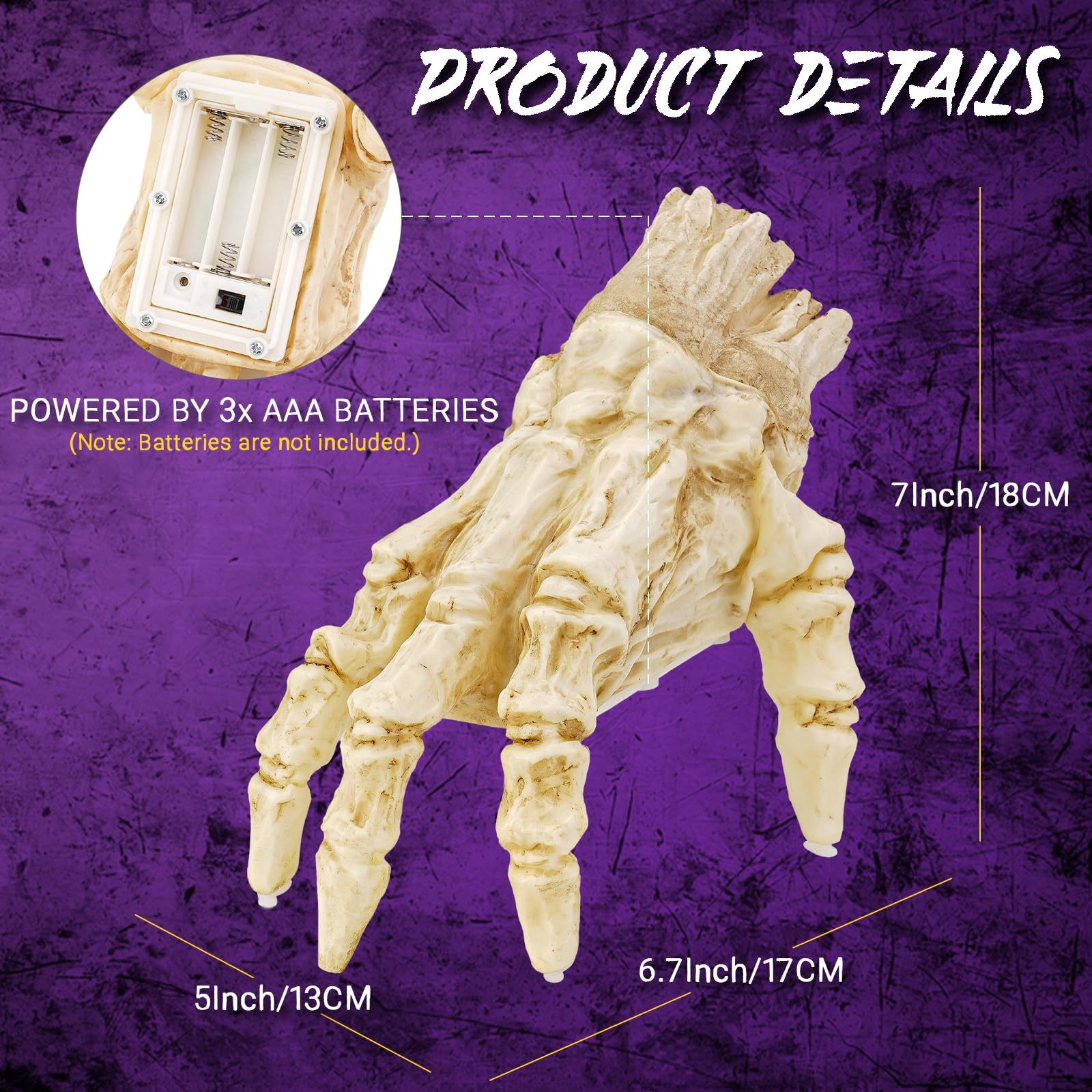 Halloween Electric Luminous Crawling Hand Animated Decoration Induction Luminous Decoration Zombie Hand With Spooky Sound chicpolly