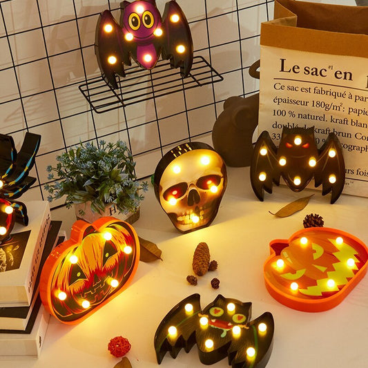 Halloween Lights Decoration LED Light Pumpkin Spider Bat Skull Outdoor Decorative Modeling Room Lights Decor Helloween Party chicpolly