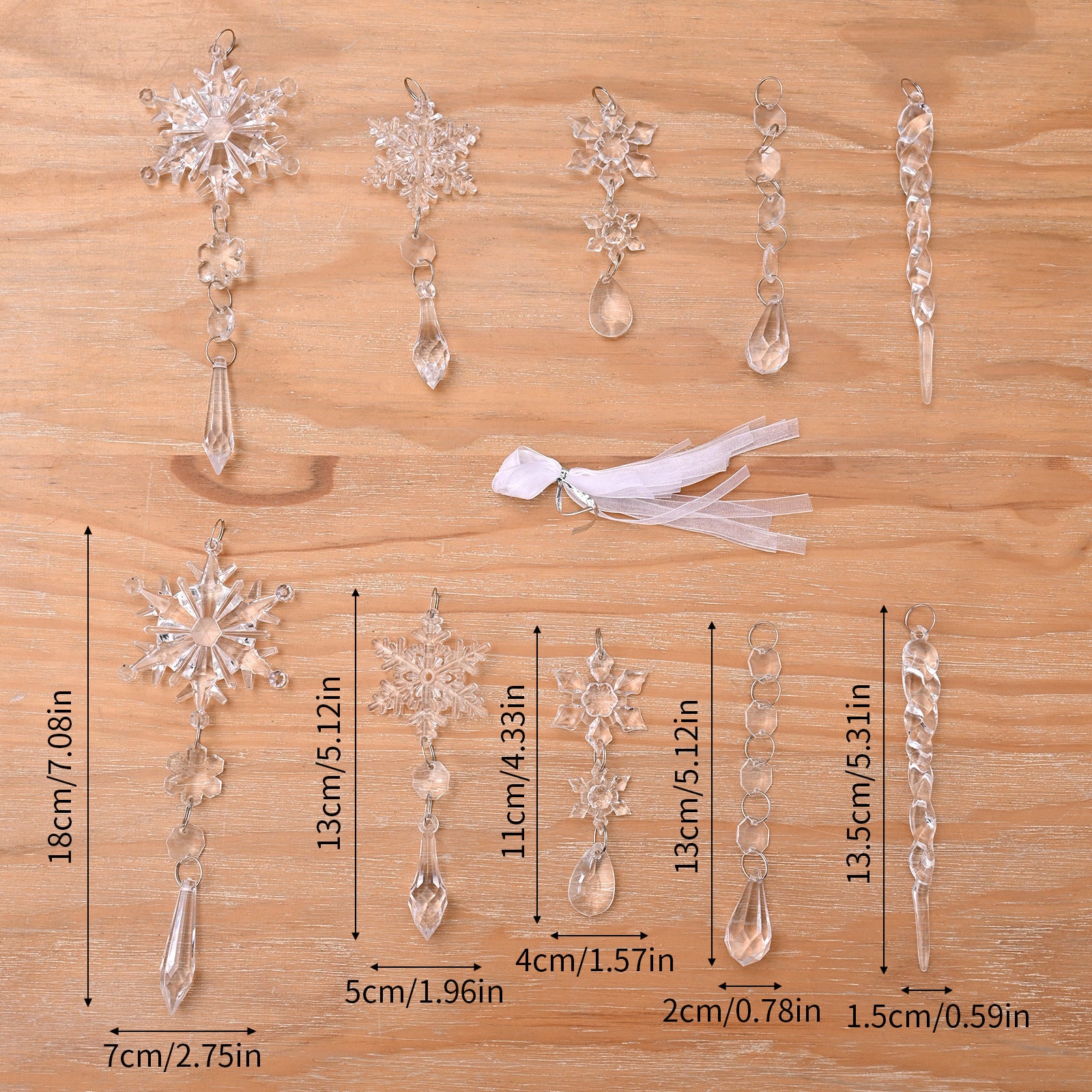 Christmas10Pcs Tree Hanging Pendants Acrylic Ice Ornaments chicpolly