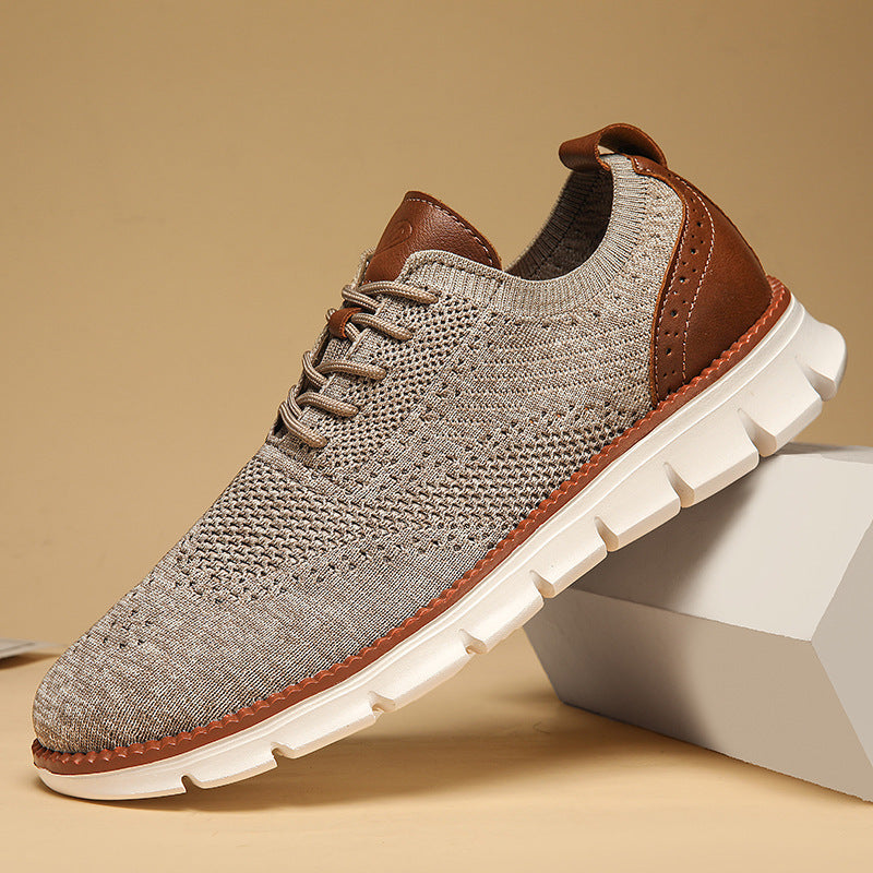 British Brogue Casual Men's Shoes Fashionable Flying Woven Surface Breathable Lightweight Sneaker chicpolly