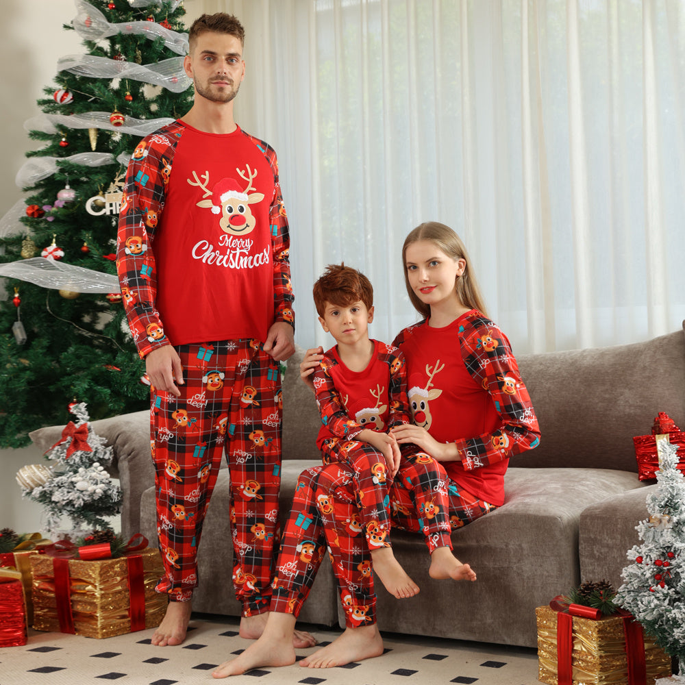 Christmas Long Sleeve Home Wear Plaid Suit chicpolly