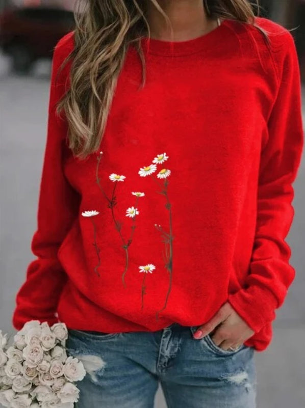 Women's Casual Printed Long-sleeved Women's Sweater Multicolor chicpolly