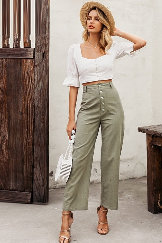 Slim-fit high-rise straight-leg trousers chicpolly