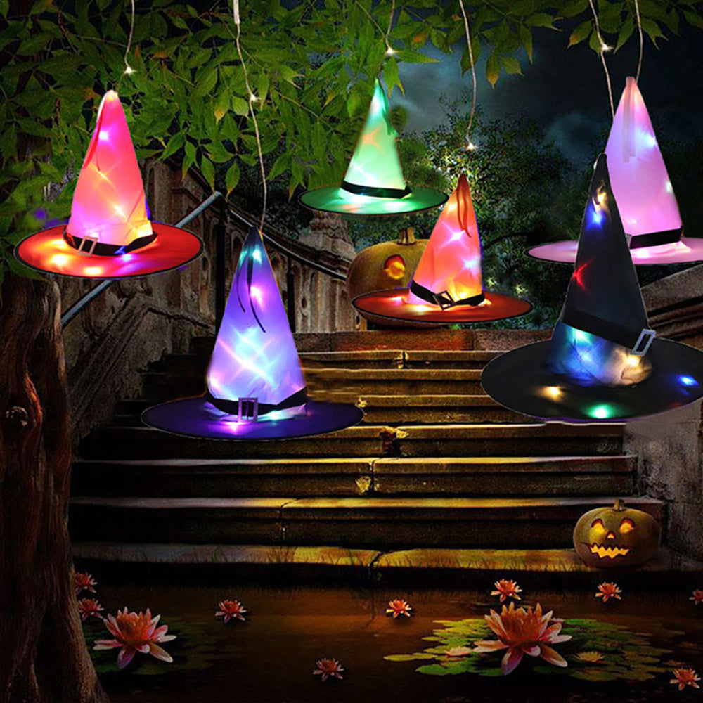 Halloween Decoration Witch Hat LED Lights Halloween Elf Ears Kids Home Party Decor Supplies Outdoor Tree Hanging Ornament chicpolly
