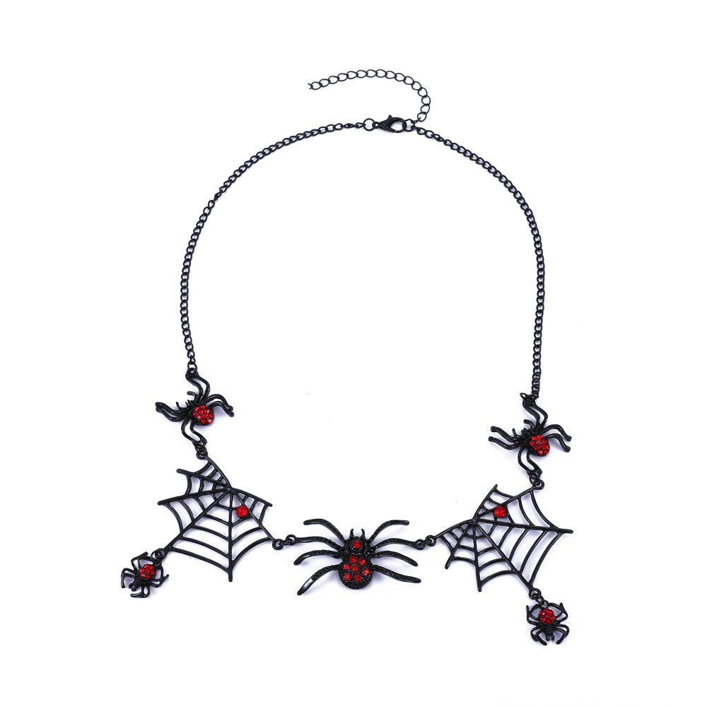 Halloween Spider And Spider Web Necklace Personality Clavicle Necklace Fashion Jewelry Accessories chicpolly
