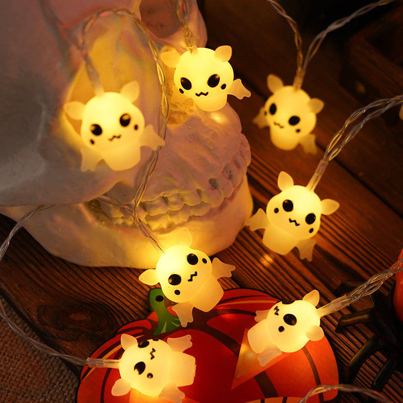 PVC Soft Material Halloween Lighting Chain Pumpkin Ghost Bat Modeling Lamp Indoor And Outdoor Home Decoration chicpolly