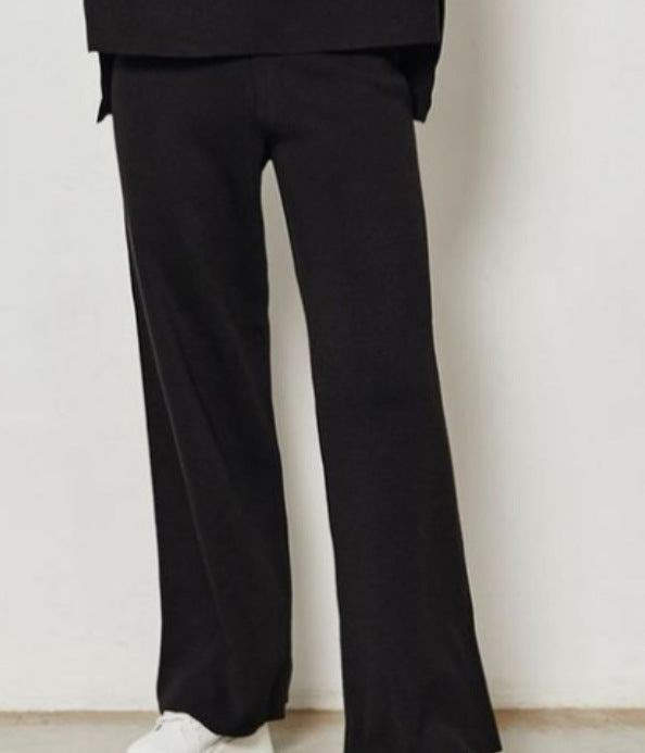 Long Sleeve Loose Casual Sweater Knit Top Trousers Set chicpolly