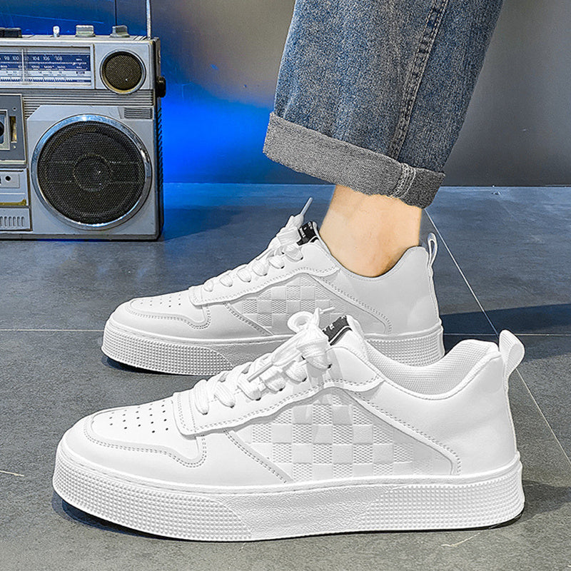 Casual Lace-up Sneakers Men Fashion Breathable Plaid Flats Shoes chicpolly
