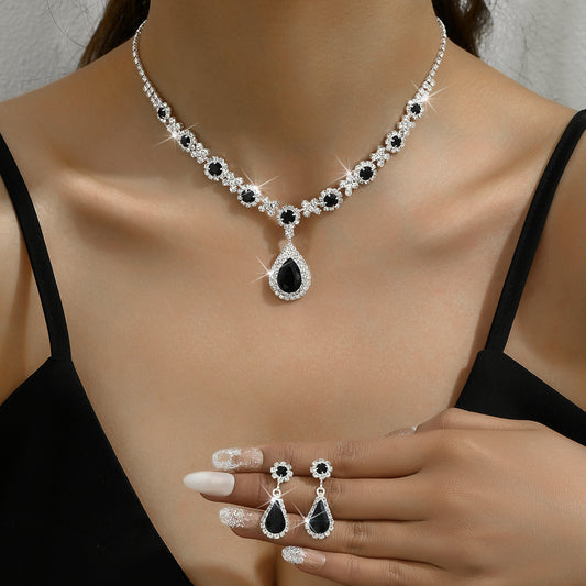 New Water Drop Necklace And Earrings Suite chicpolly