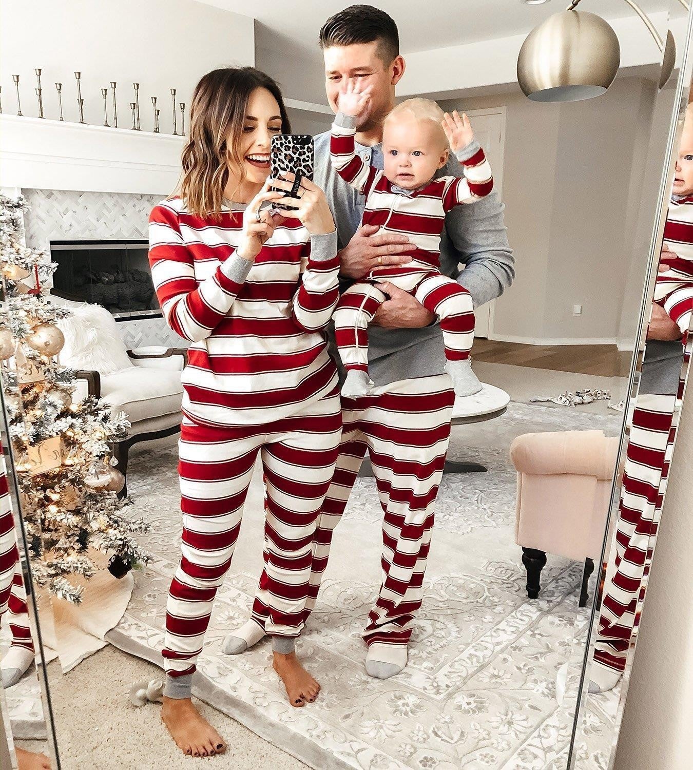 Parent-child Striped Christmas Family Set chicpolly