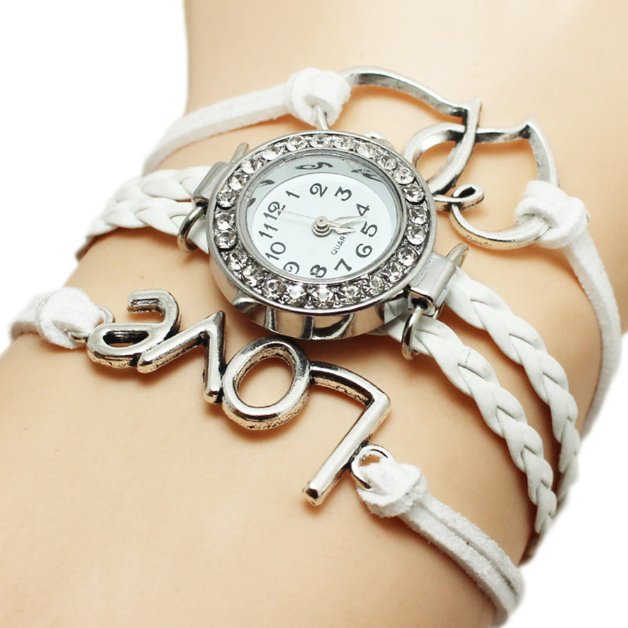 Love Double Heart-shaped Love Woven Watch chicpolly