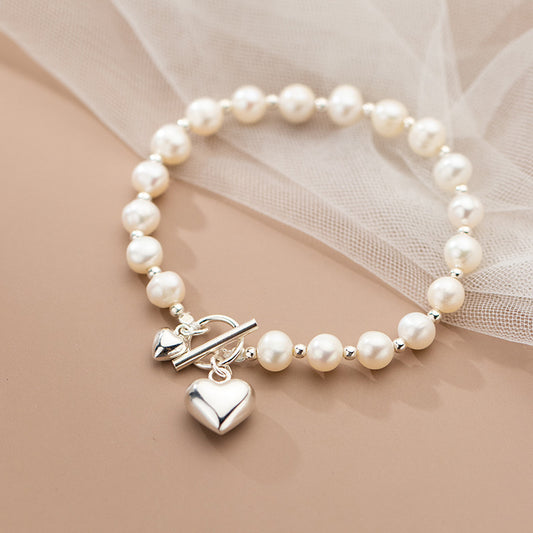Love Pearl Light Bead Bracelet Heart-shaped chicpolly