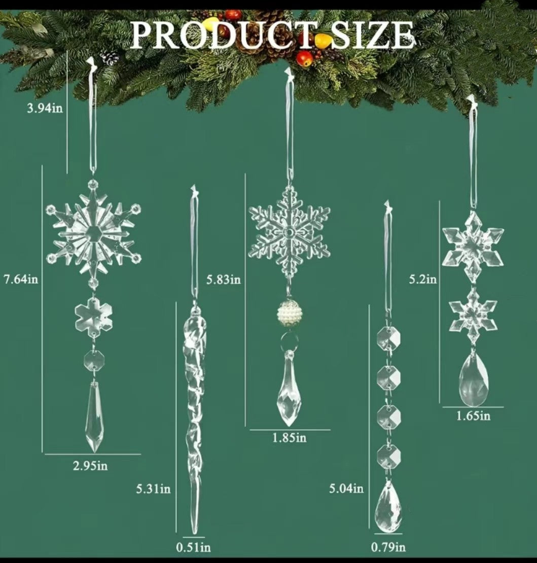 Christmas10Pcs Tree Hanging Pendants Acrylic Ice Ornaments chicpolly