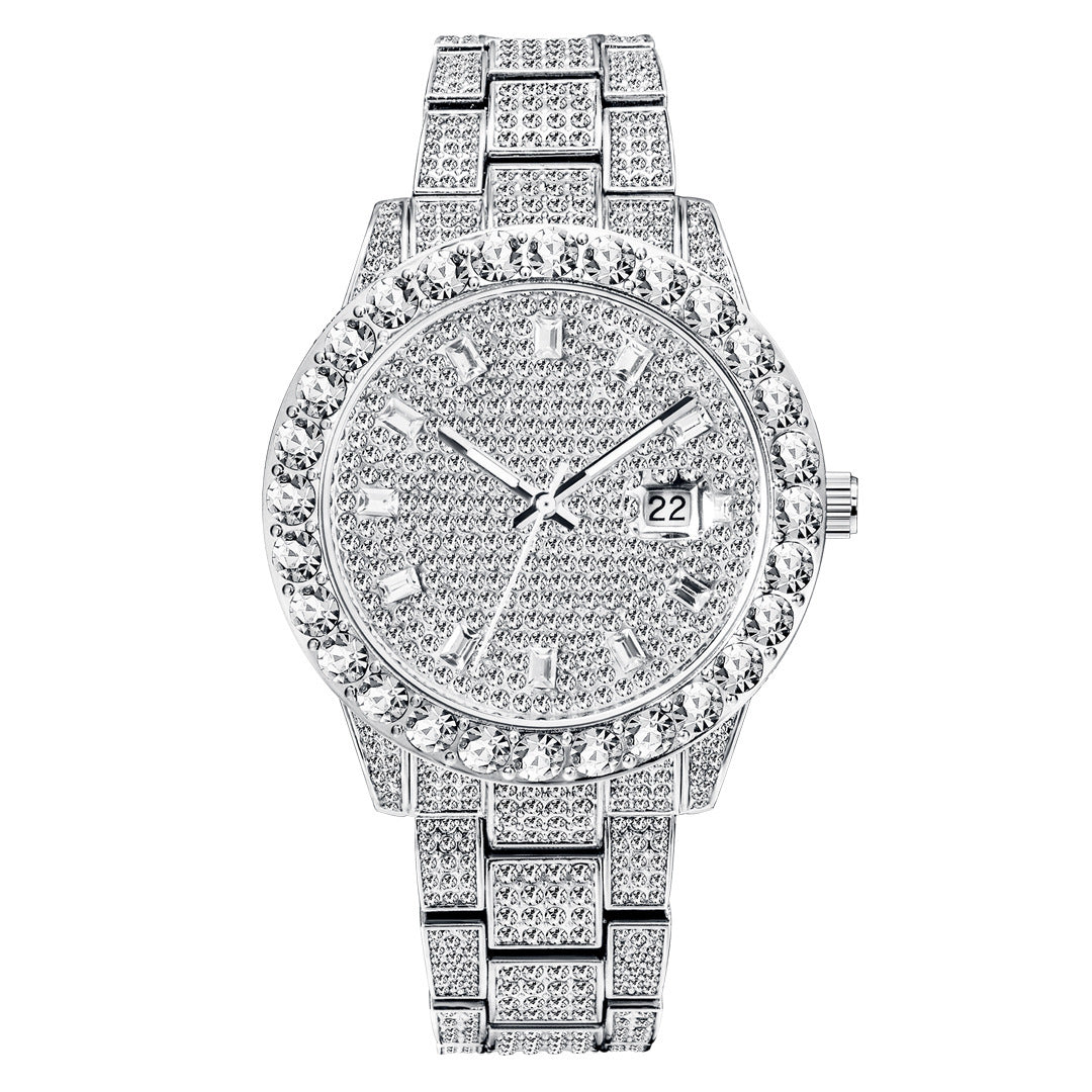 Large Dial Full Diamond Watch for Women's chicpolly