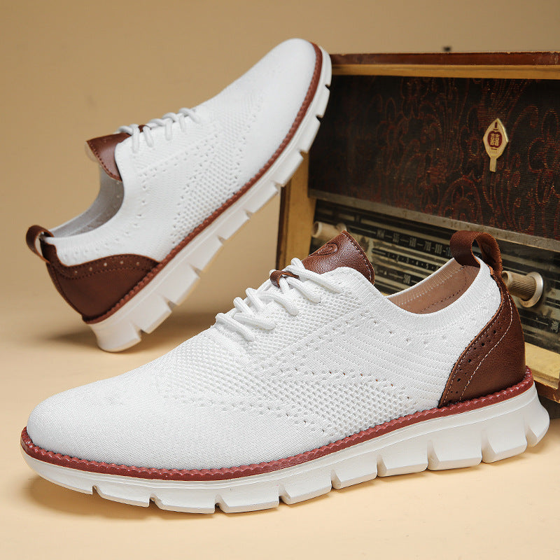 British Brogue Casual Men's Shoes Fashionable Flying Woven Surface Breathable Lightweight Sneaker chicpolly
