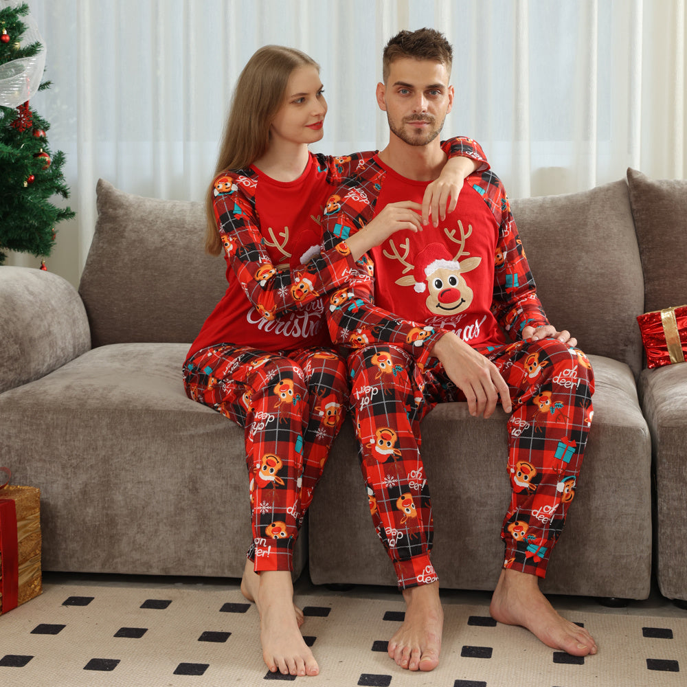 Christmas Long Sleeve Home Wear Plaid Suit chicpolly