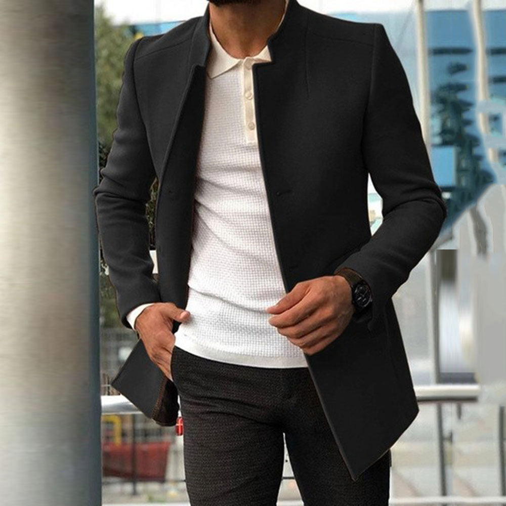 Men's Slim Coat Fashion Single-breasted Solid Color Business Jackets Fall And Winter Tops Outwear Clothing My Store