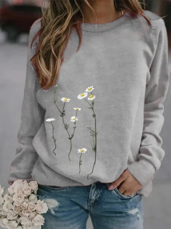Women's Casual Printed Long-sleeved Women's Sweater Multicolor chicpolly