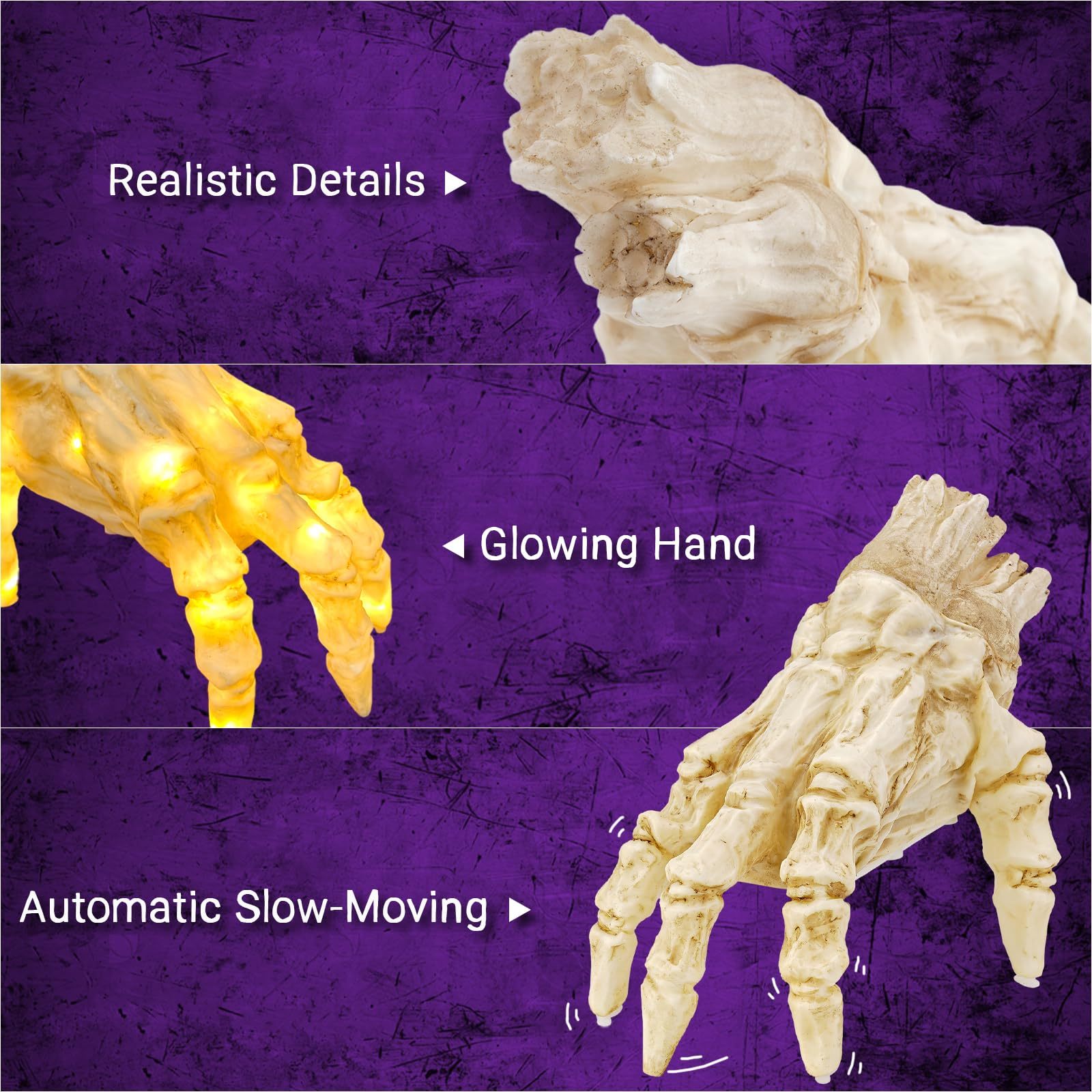 Halloween Electric Luminous Crawling Hand Animated Decoration Induction Luminous Decoration Zombie Hand With Spooky Sound chicpolly
