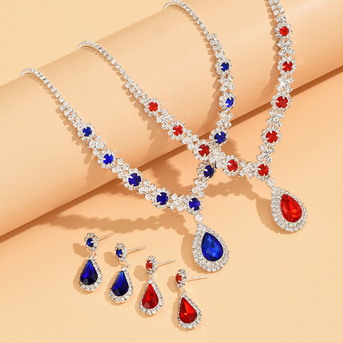 New Water Drop Necklace And Earrings Suite chicpolly