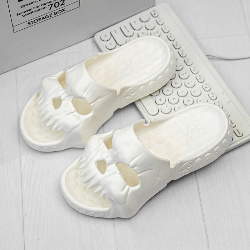 Personalized Skull Design Halloween Slippers Bathroom Indoor Outdoor Funny Slides Beach Shoes chicpolly