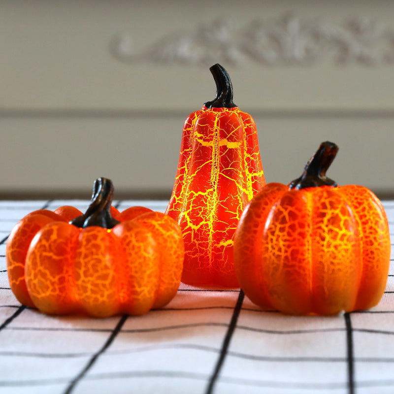 New Halloween Pumpkin Lantern Simulation Pumpkin LED Candle Lamp Resin Luminous Pumpkin chicpolly