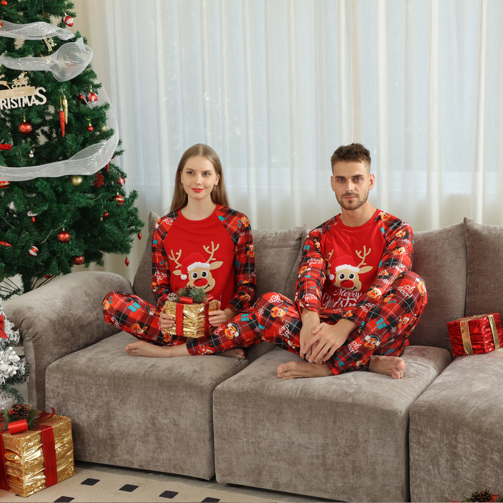 Christmas Long Sleeve Home Wear Plaid Suit chicpolly