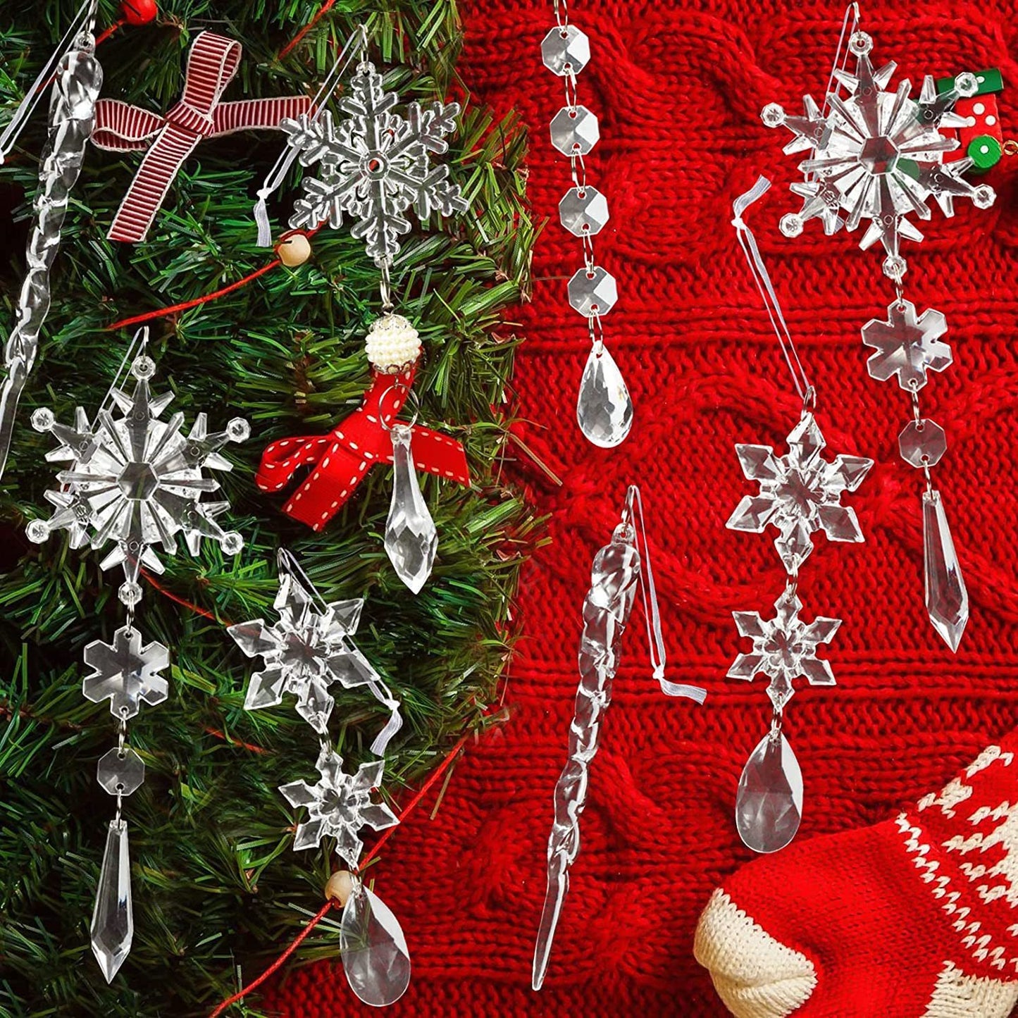 Christmas10Pcs Tree Hanging Pendants Acrylic Ice Ornaments chicpolly