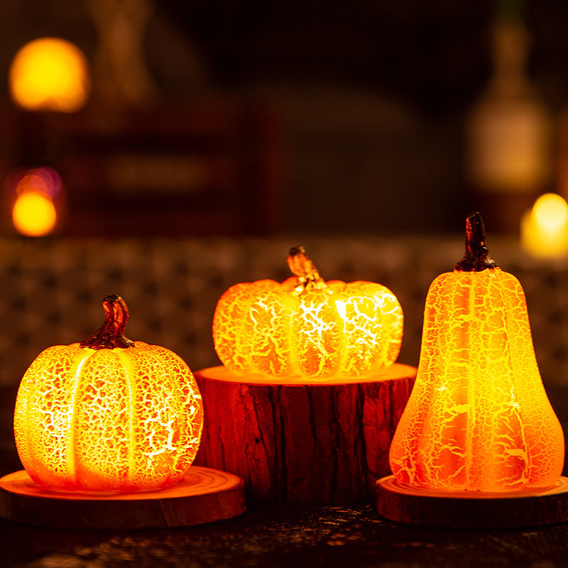 New Halloween Pumpkin Lantern Simulation Pumpkin LED Candle Lamp Resin Luminous Pumpkin chicpolly