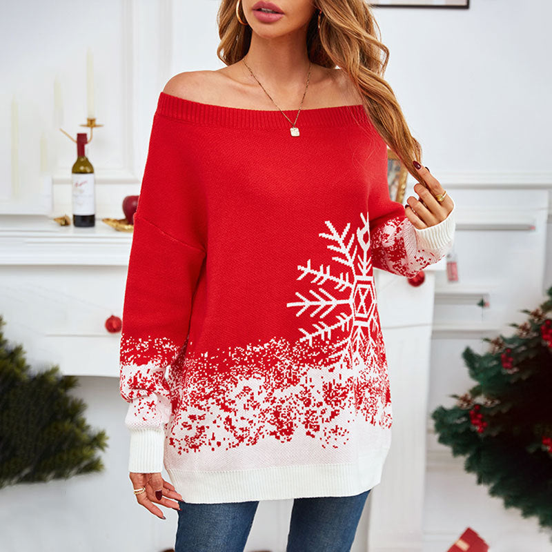 Christmas Snowflake Casual Sweater Women chicpolly