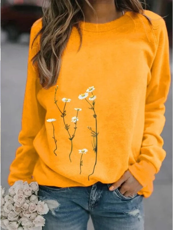 Women's Casual Printed Long-sleeved Women's Sweater Multicolor chicpolly