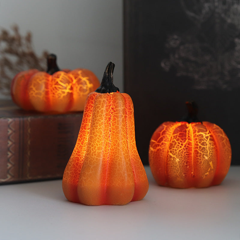 New Halloween Pumpkin Lantern Simulation Pumpkin LED Candle Lamp Resin Luminous Pumpkin chicpolly