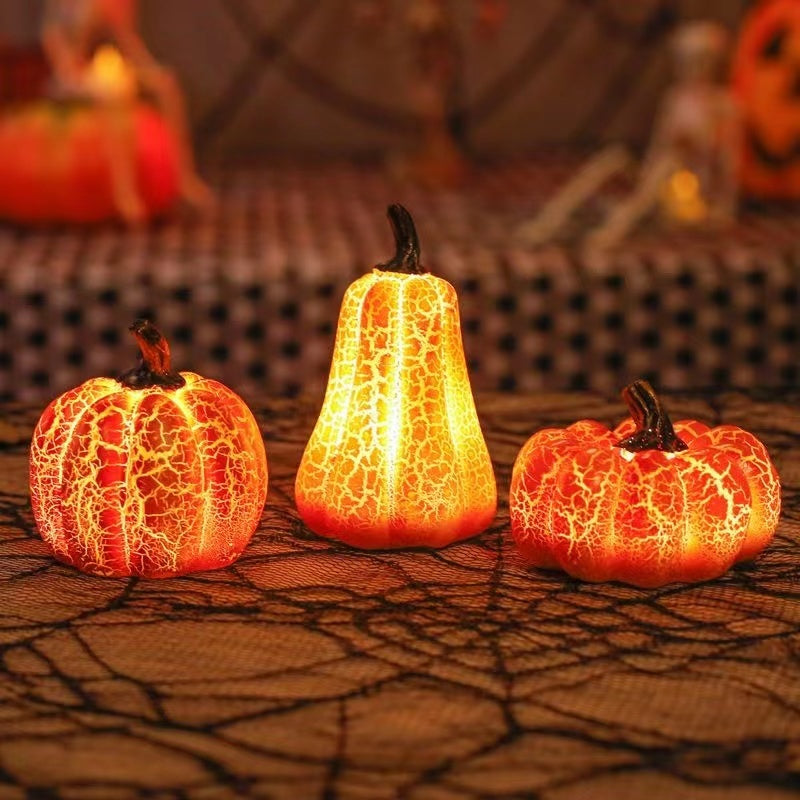 New Halloween Pumpkin Lantern Simulation Pumpkin LED Candle Lamp Resin Luminous Pumpkin chicpolly
