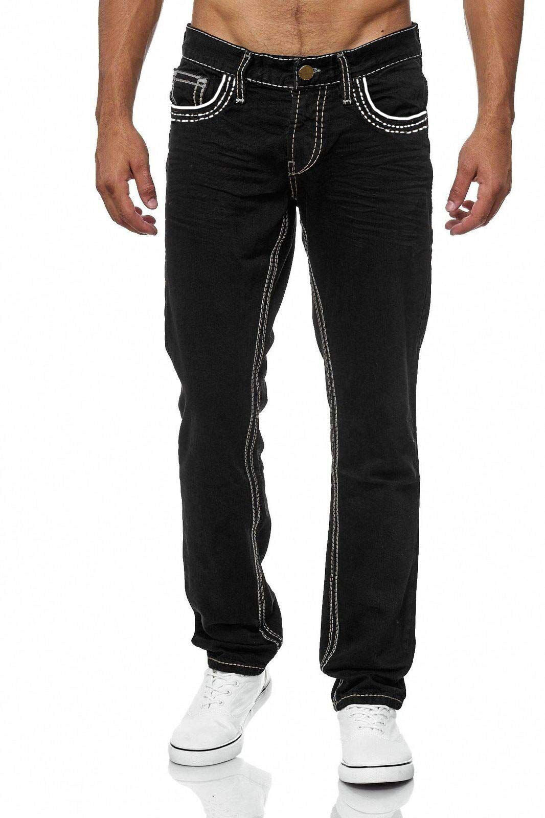 Men Jeans With Pockets Straight Pants Business Casual Daily Streetwear Trousers Men's Clothing chicpolly