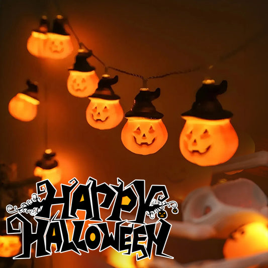 PVC Soft Material Halloween Lighting Chain Pumpkin Ghost Bat Modeling Lamp Indoor And Outdoor Home Decoration chicpolly