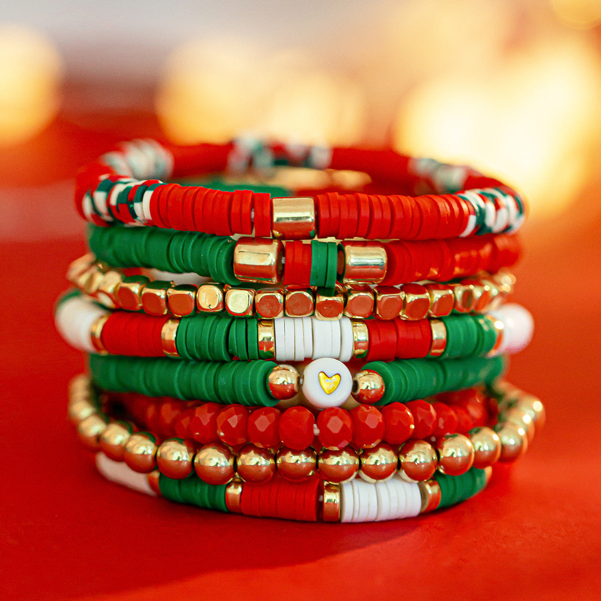 Christmas Polymer Clay Color Bracelet Suit chicpolly