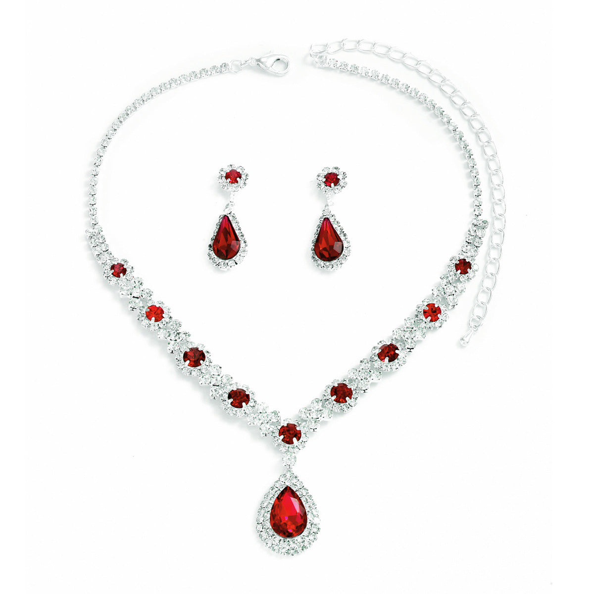 New Water Drop Necklace And Earrings Suite chicpolly