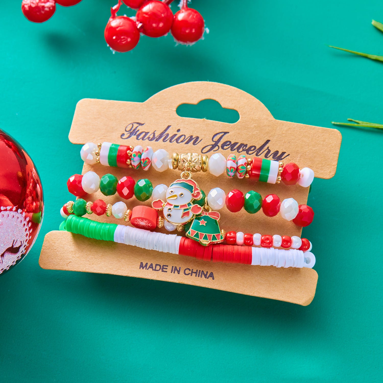 Christmas Snowman Bracelet Handmade Beaded chicpolly