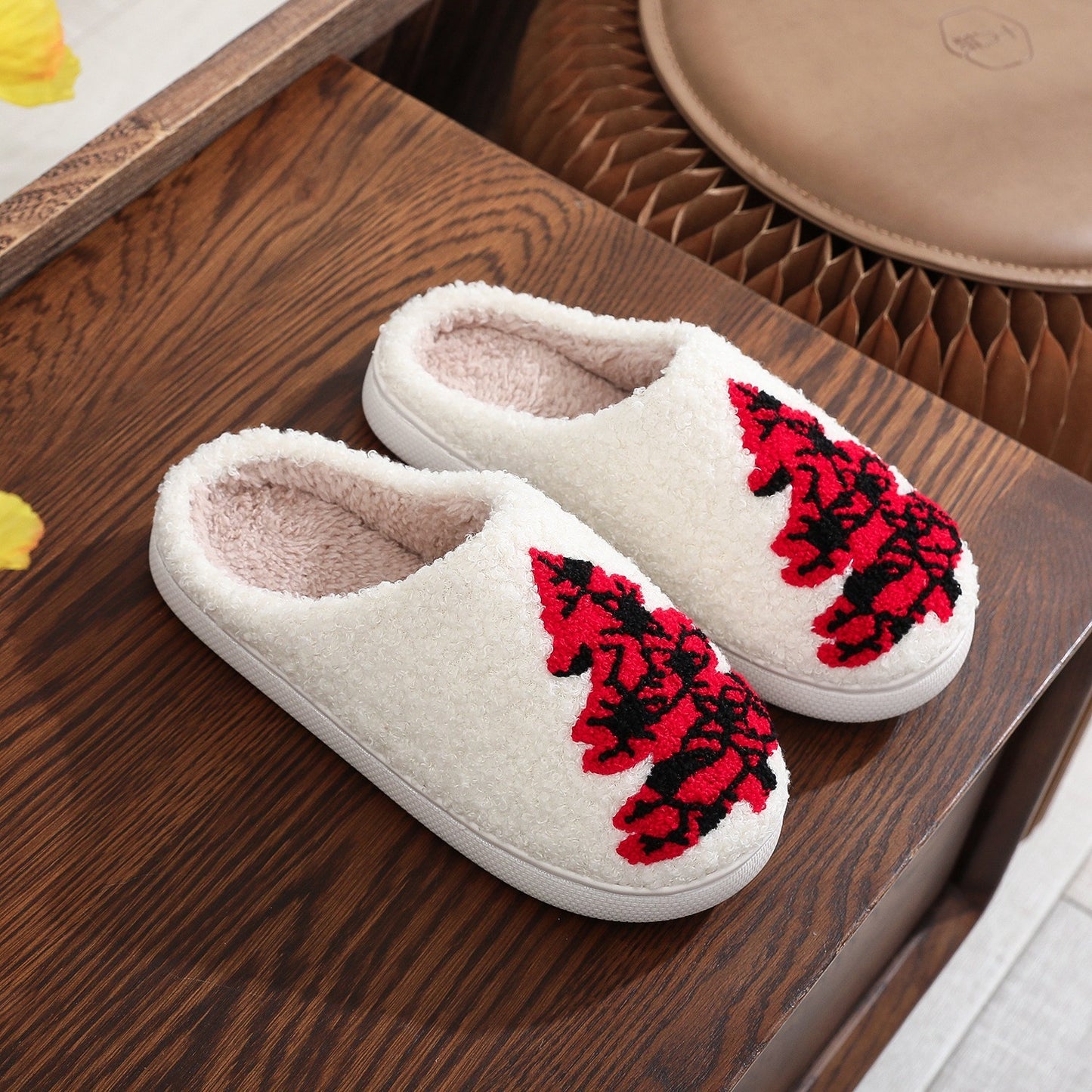 Christmas Tree Home Fuzzy Slippers For Women chicpolly