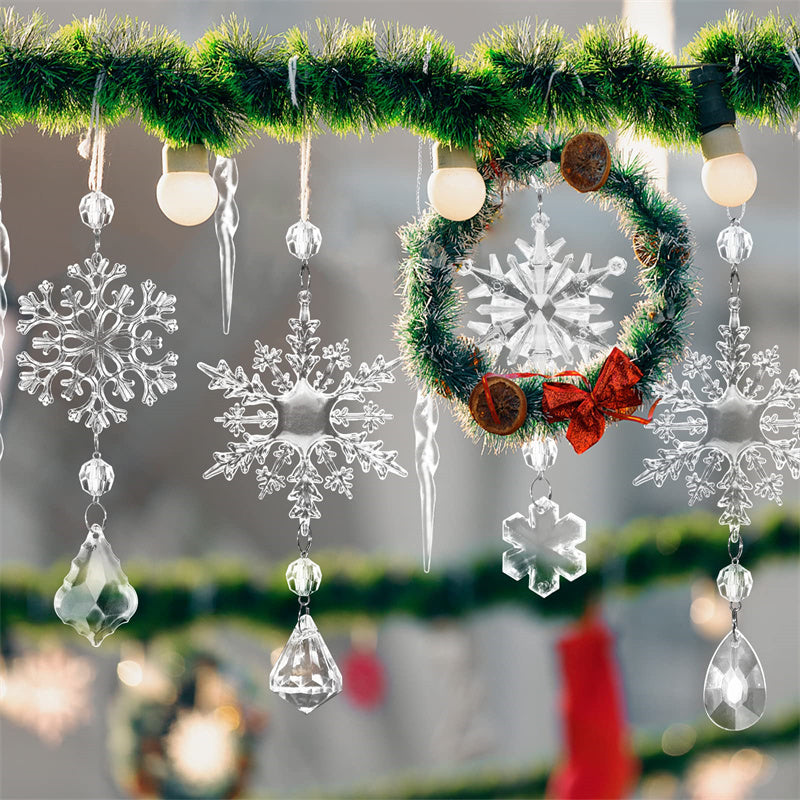 Christmas10Pcs Tree Hanging Pendants Acrylic Ice Ornaments chicpolly