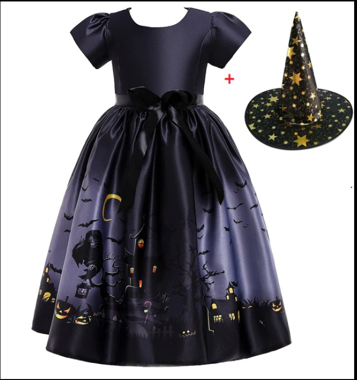 Halloween Princess Dress Halloween Printed Mesh chicpolly